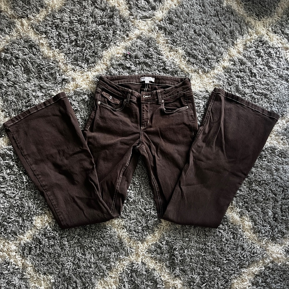 Low Rise Dark Brown Flared Pants